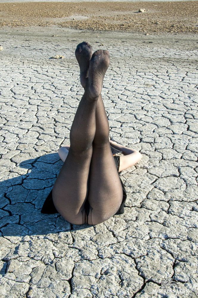 Torn and dirty feet in pantyhose outdoor #3