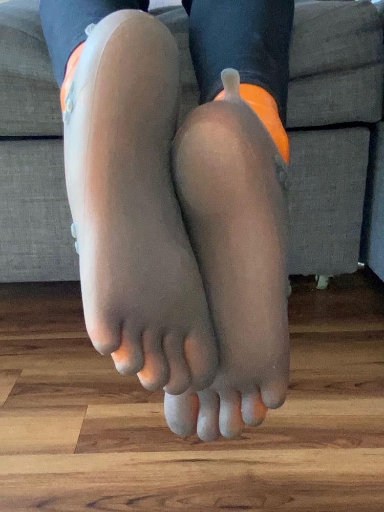 Orange Latex Toe Socks and EvoSkins #19