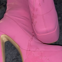  Cum on Pink Platform Boots