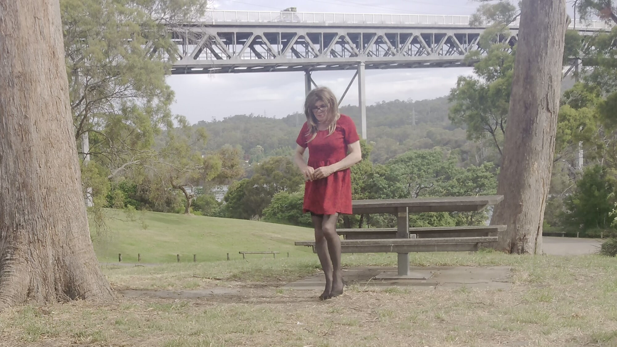 Crossdress Roadtrip - Riverside Red Dress #12