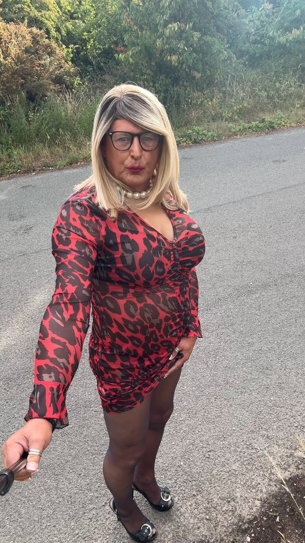 Sexy Crossdresser Kellycd2022’s in red animal print  #60