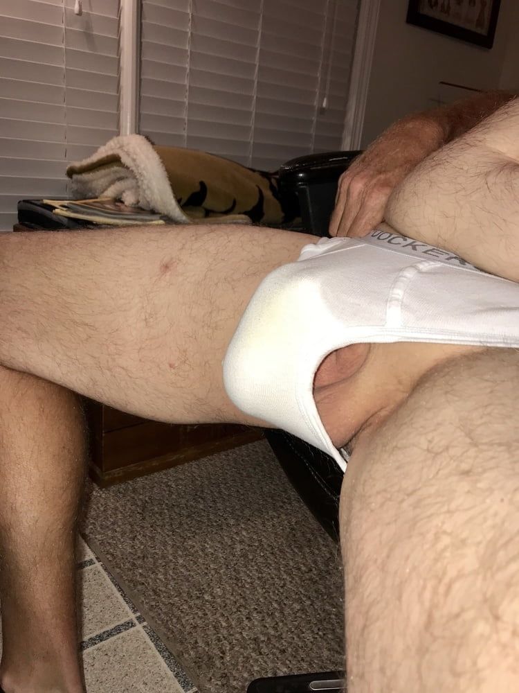 Cock in and out of white undies 