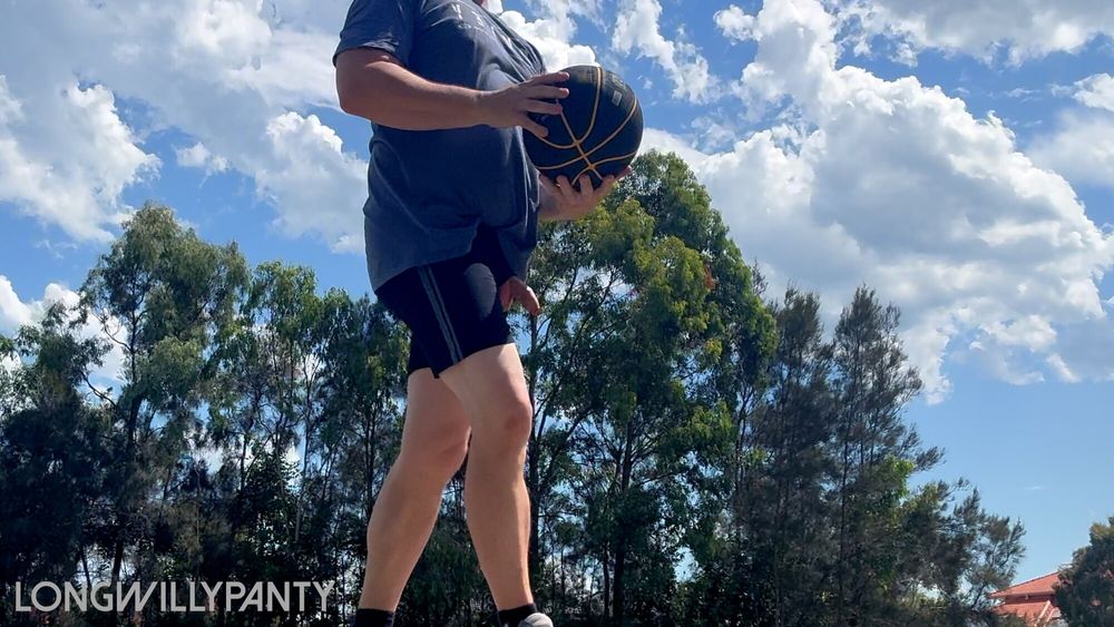 Straight guy playing outdoor basketball dick out in public #12