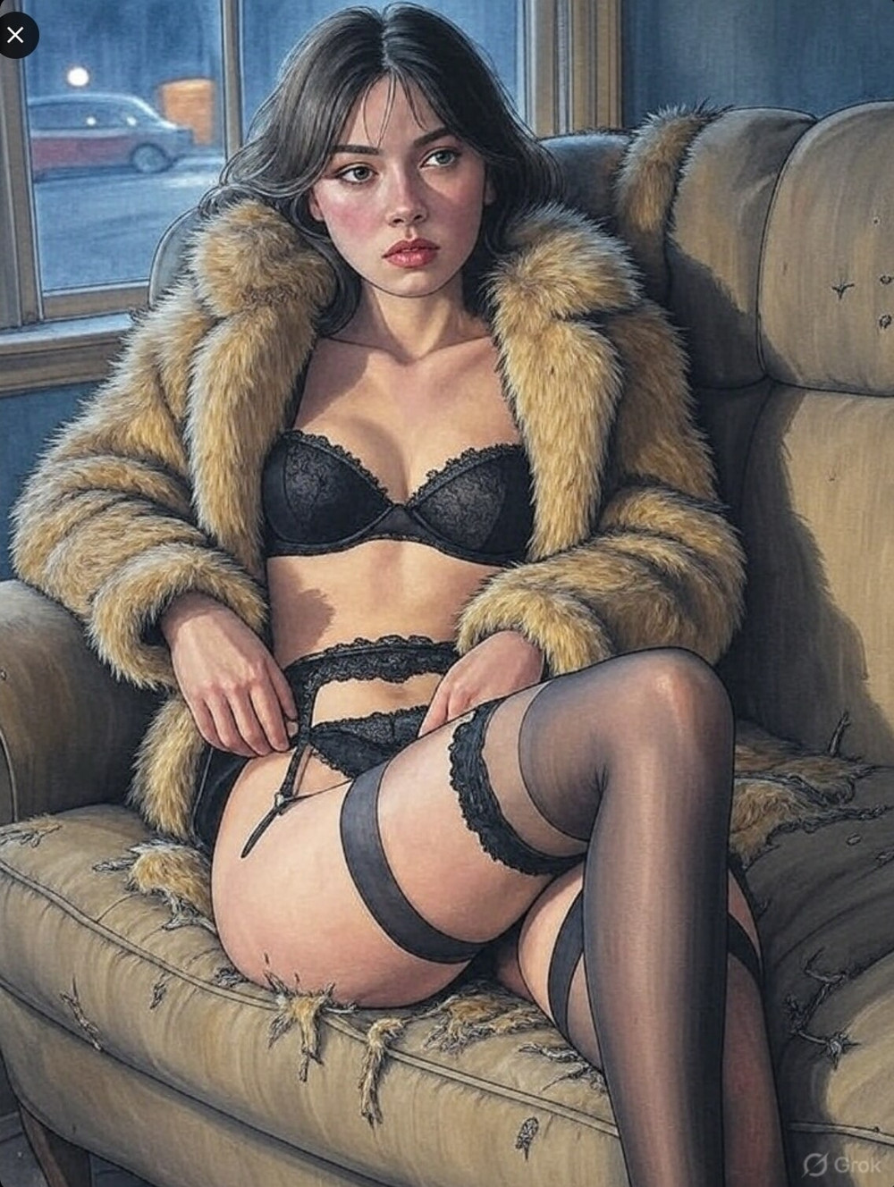 Pixwhores Experimental: Fur Coat & Knickers #31