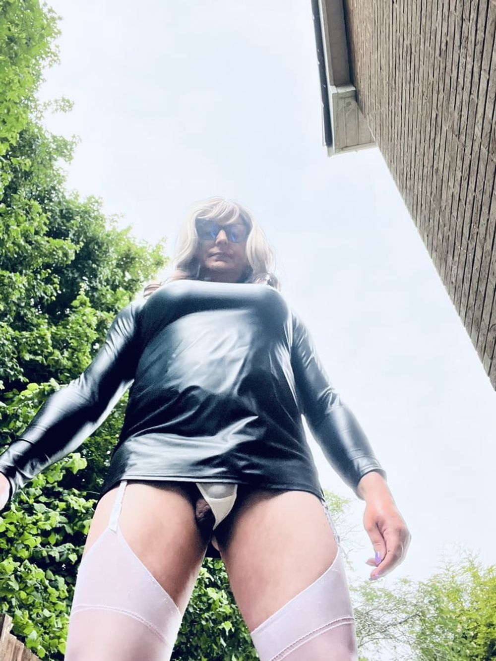 Crossdresser Kellycd in black pvc dress  #53