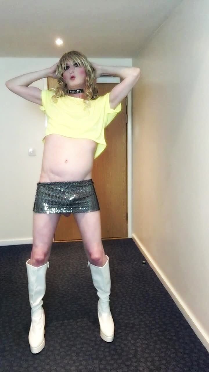 Sissy Poses In Sparkly Skirt