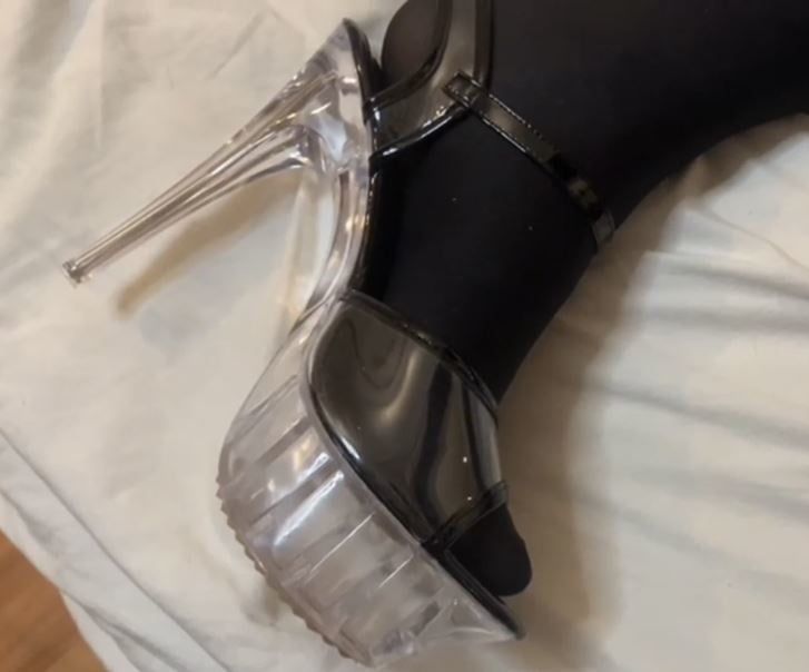 Cum on Transparent High Heel Sandals #12