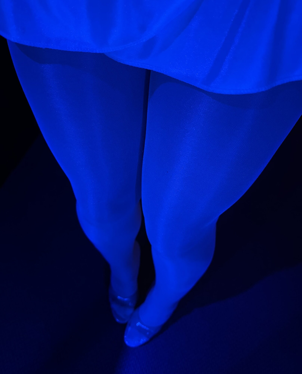 My Legs In Shiny White Pantyhose Layers And High Heels #18
