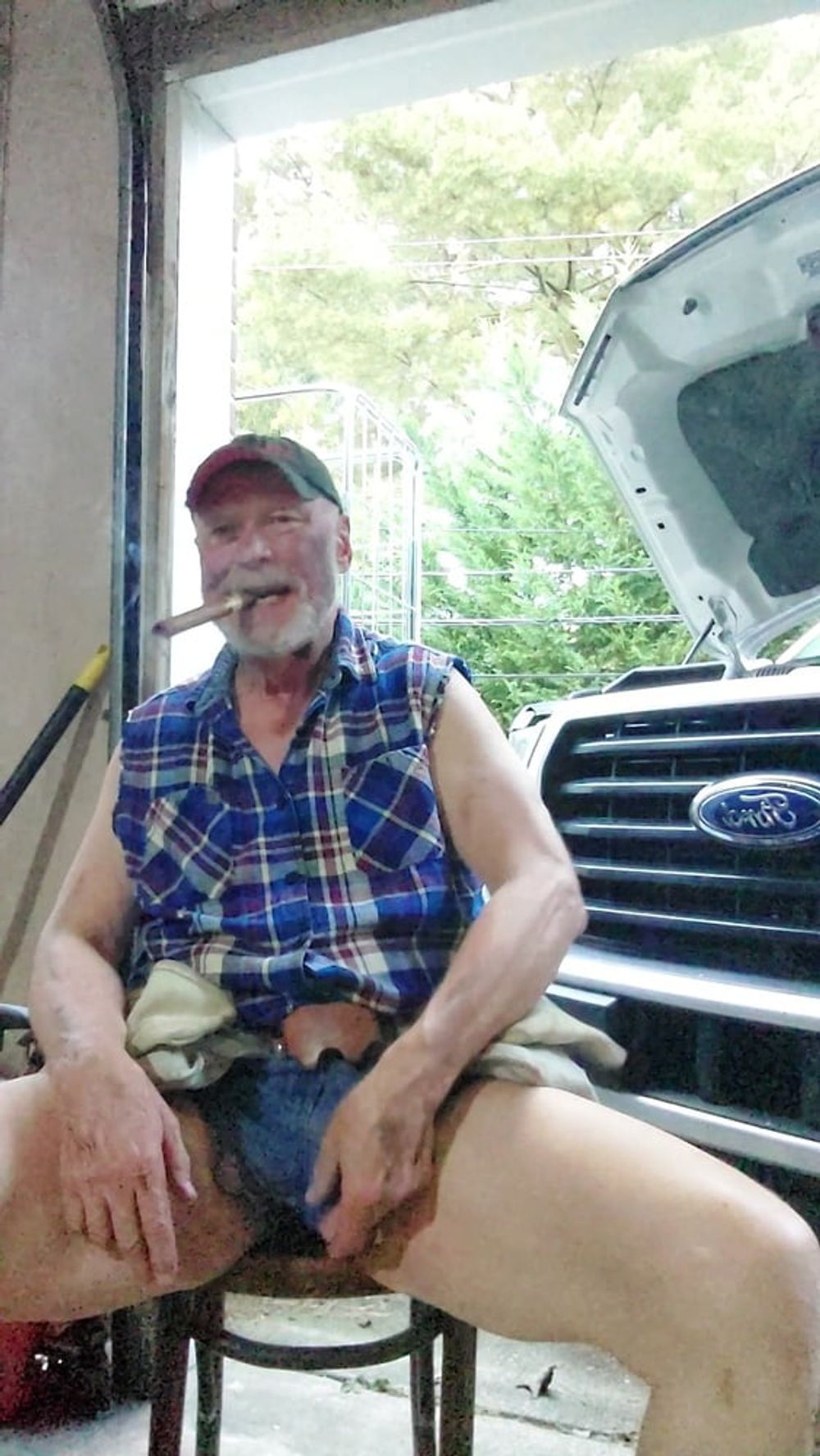 Garage mechanic smoking after work #9