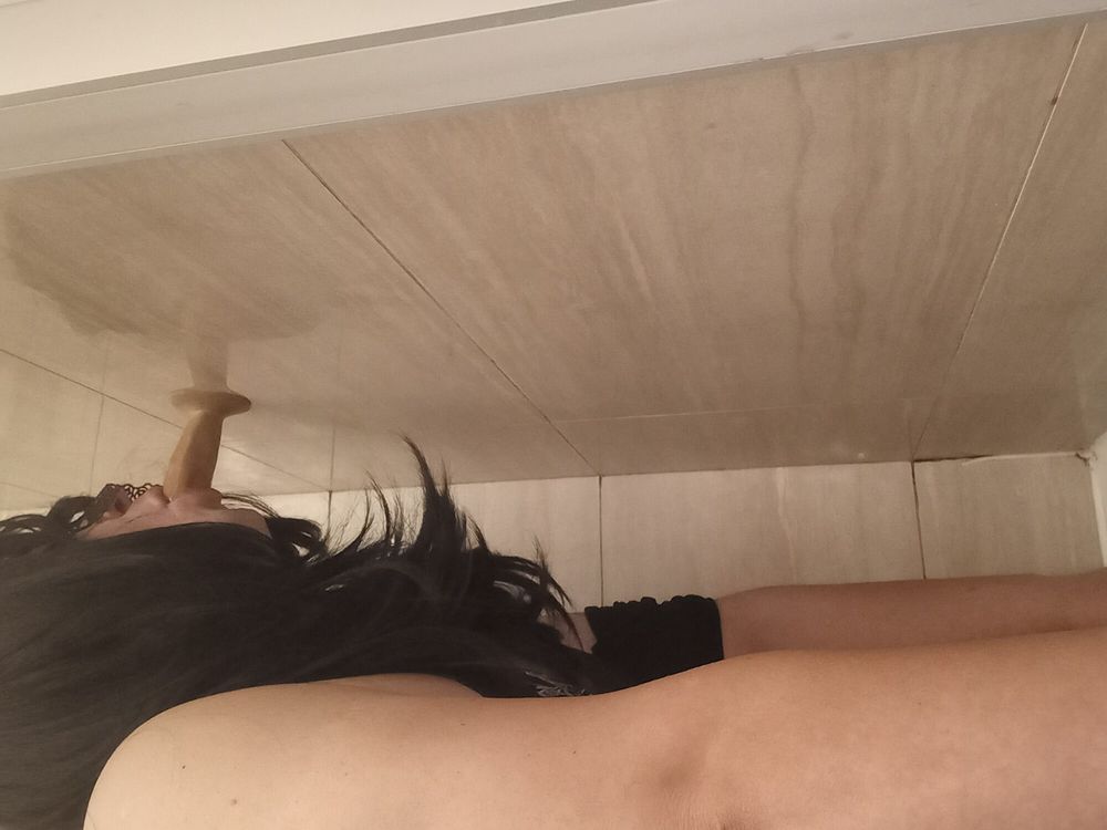 Chubby crossmom playing with dildo under shower #3