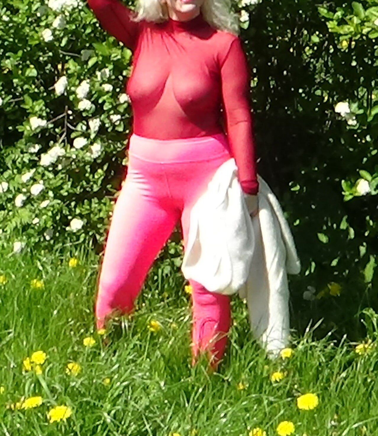 Hot tits in red nylon #5