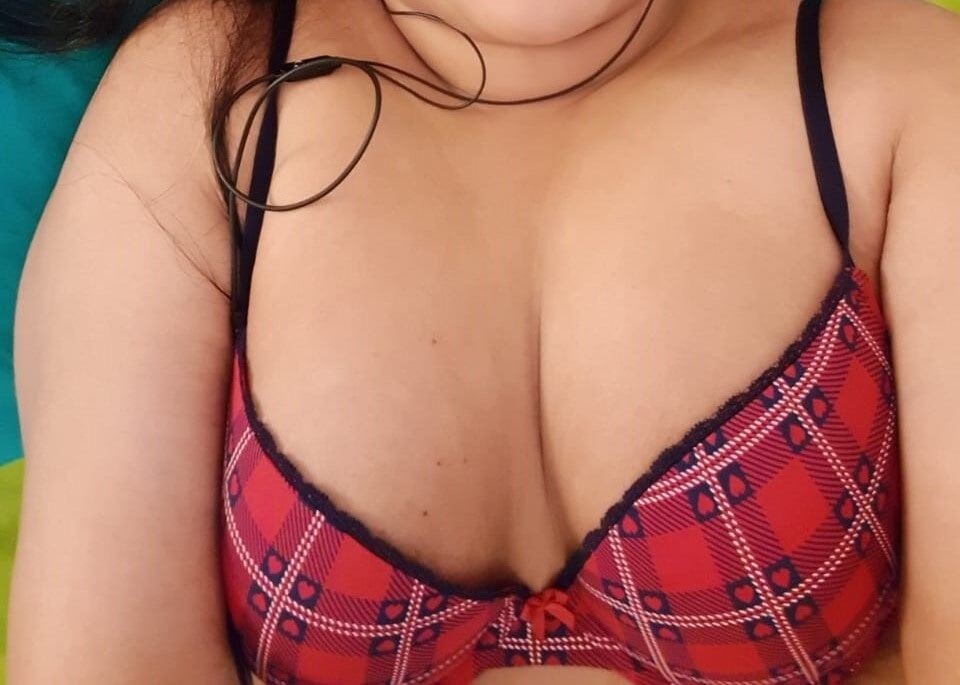 checkered bra , sexy neck line and boobs  #5