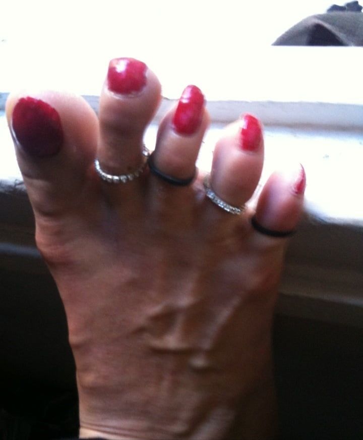 red toenails mix (older, dirty, toe ring, sandals mixed). #50