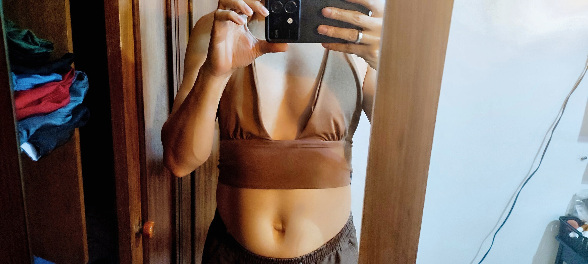 Crossdresser in brown top #34