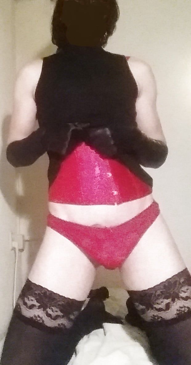 Sexy sissy posing in corset #13