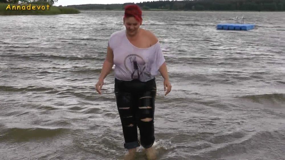 With RIPPED JEANS into the lake #7