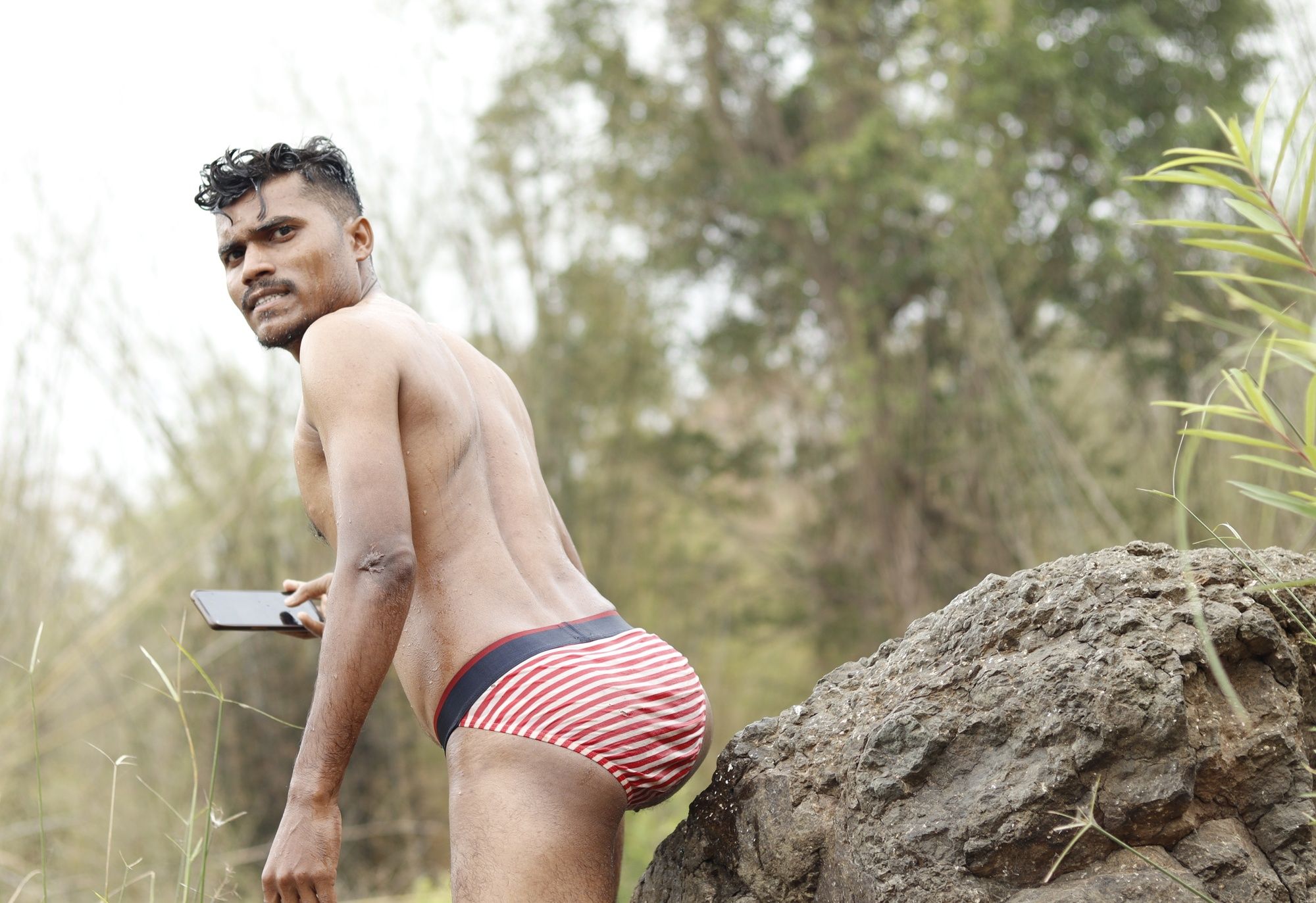 Nude Indian jordiweek photoshoot in river  #16
