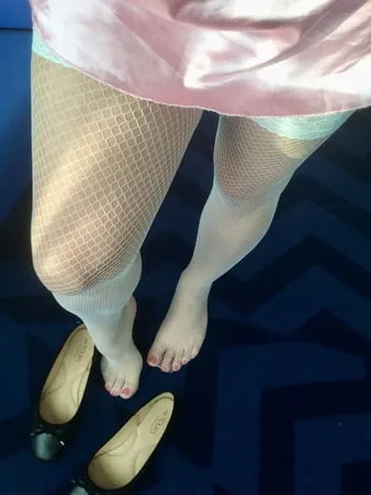 white fishnets and pink babydoll         