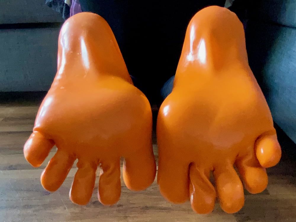 Orange Latex Toe Socks and EvoSkins #12