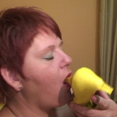 Yellow high heels into my hot hole