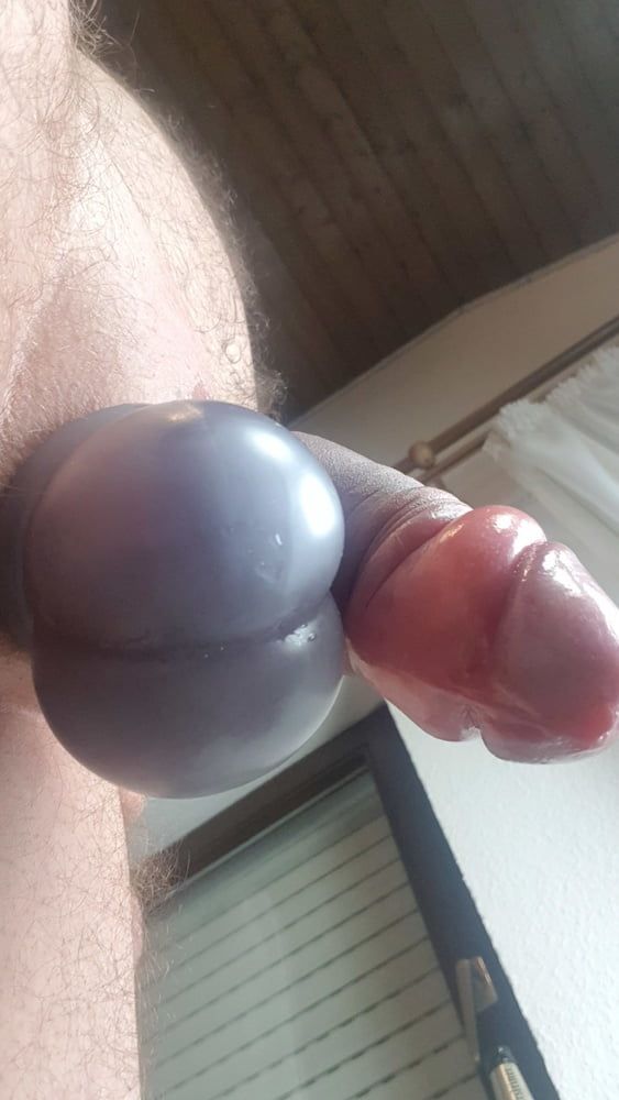 My pumped up cock wearing blue ballsack #7