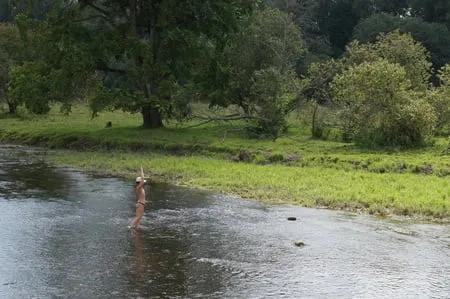 nude in rivers water         