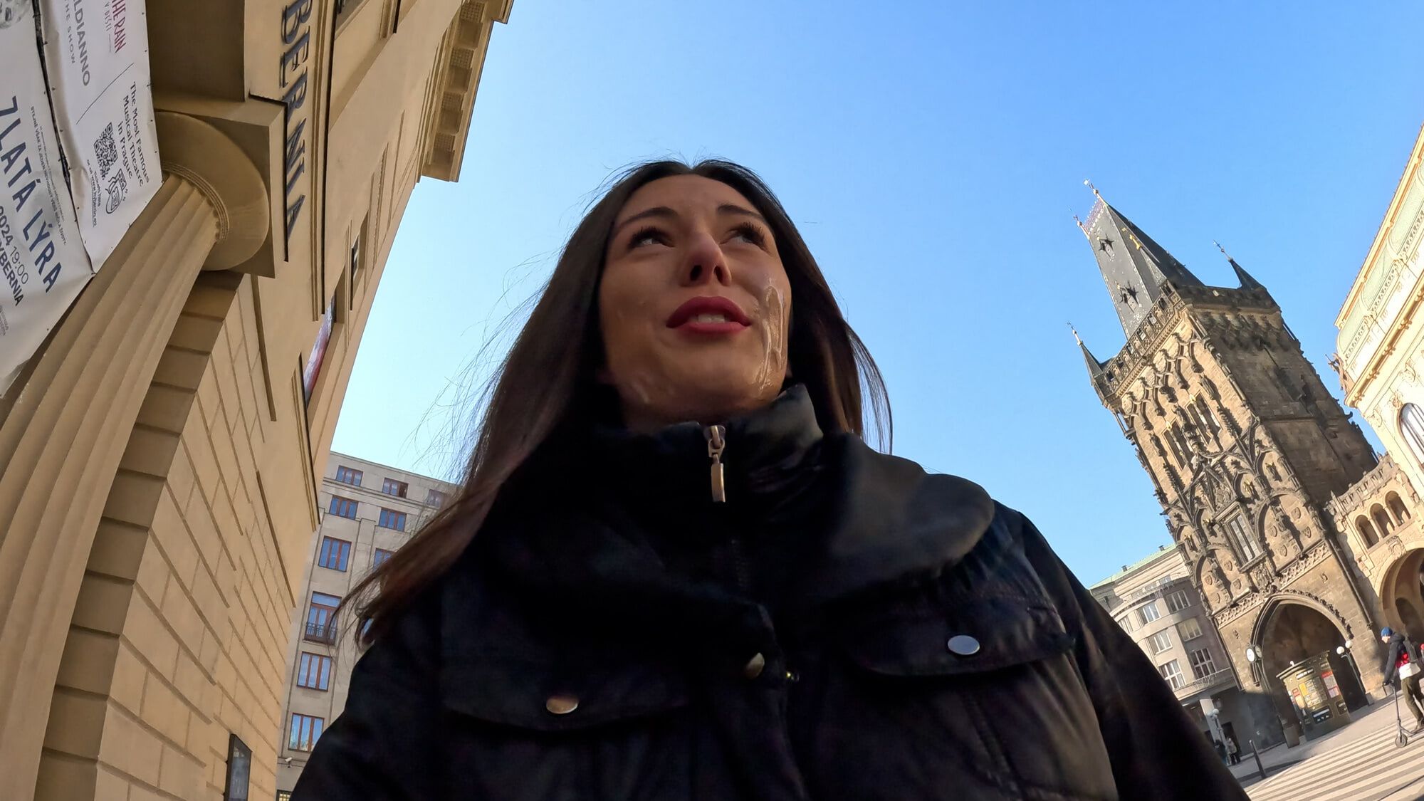 Aleya Sun Cum walk and Wetting in the center of Prague #15