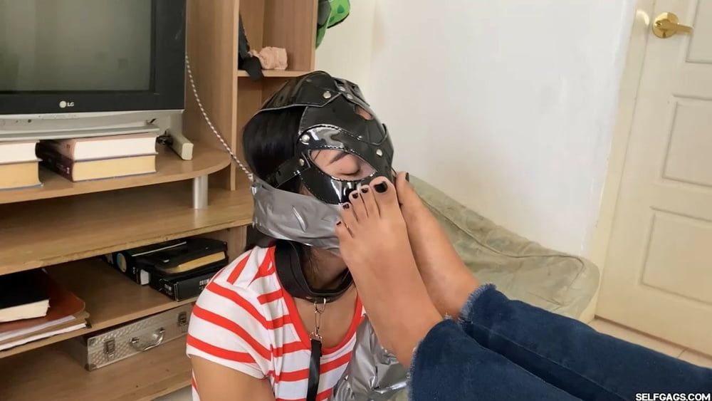 Gagged Bondage Girl Smelling Mistress Sweaty Feet #19