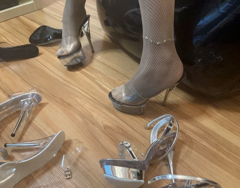 Clear High Heels and Clear PVC Fetish #24