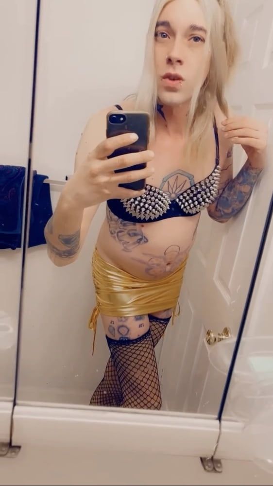 Sexy Gold Miniskirt Slut #11