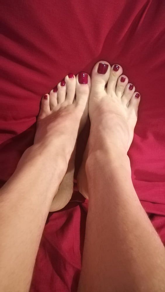 Foot Tease on Red Sheets #10
