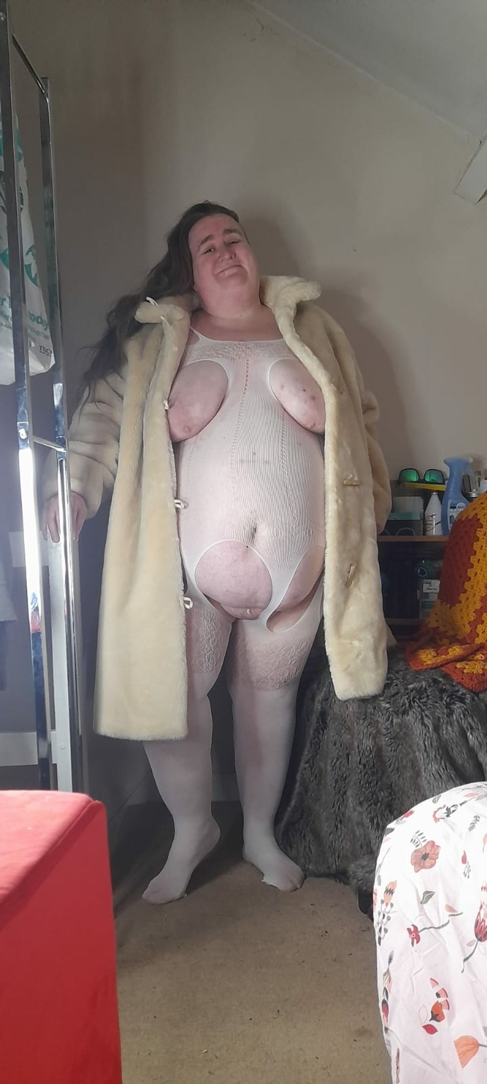 Photos of theLady in a fake fur coat