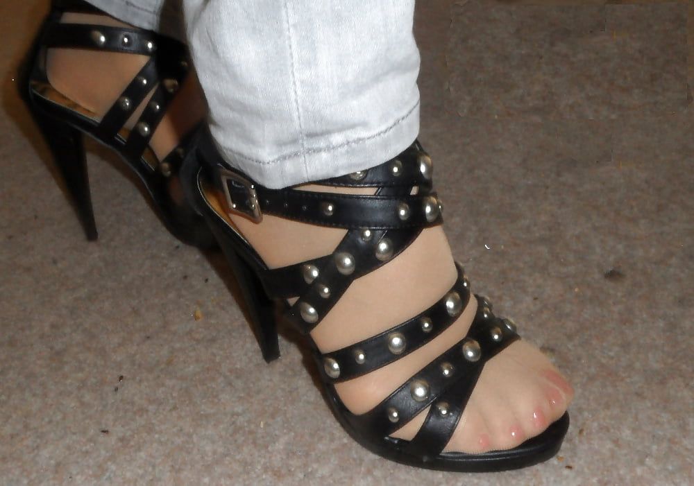 studded high heels of my wife with painted toenails #6