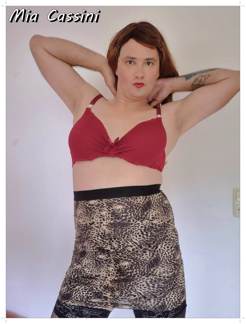 Red Lingerie & leopard Miniskirt #11