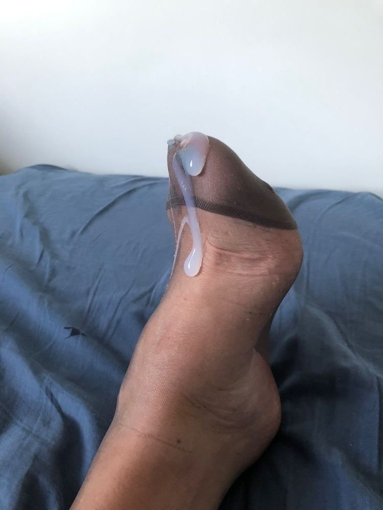 Pantyhose feet with sperm