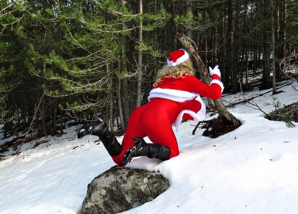 Shy snowflake shows off her ass in stockings. #22