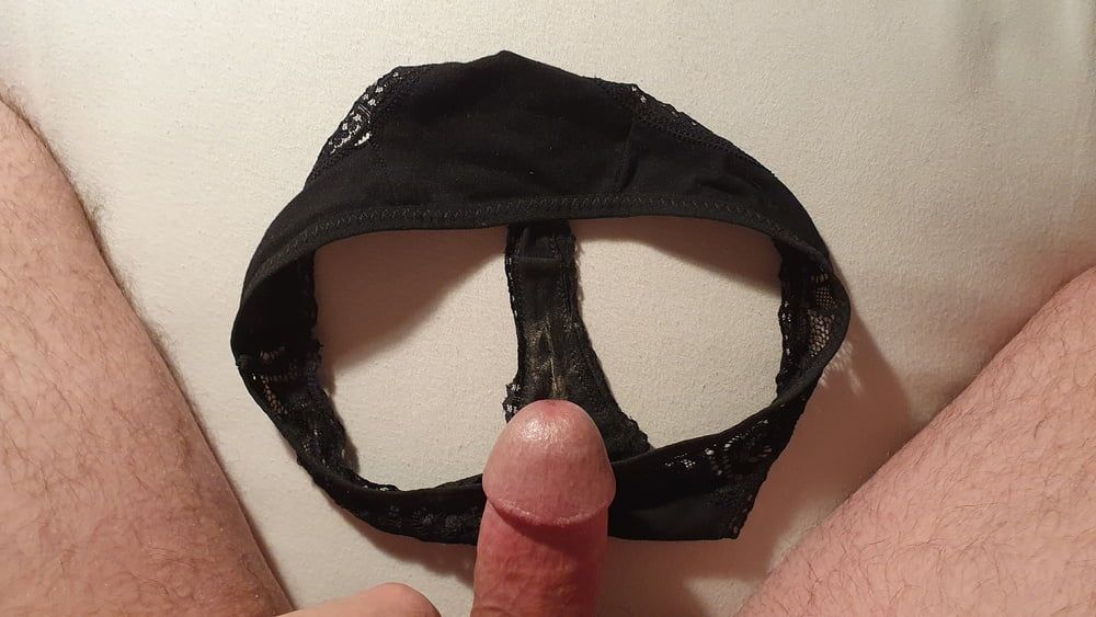 Cum on used black panties #10