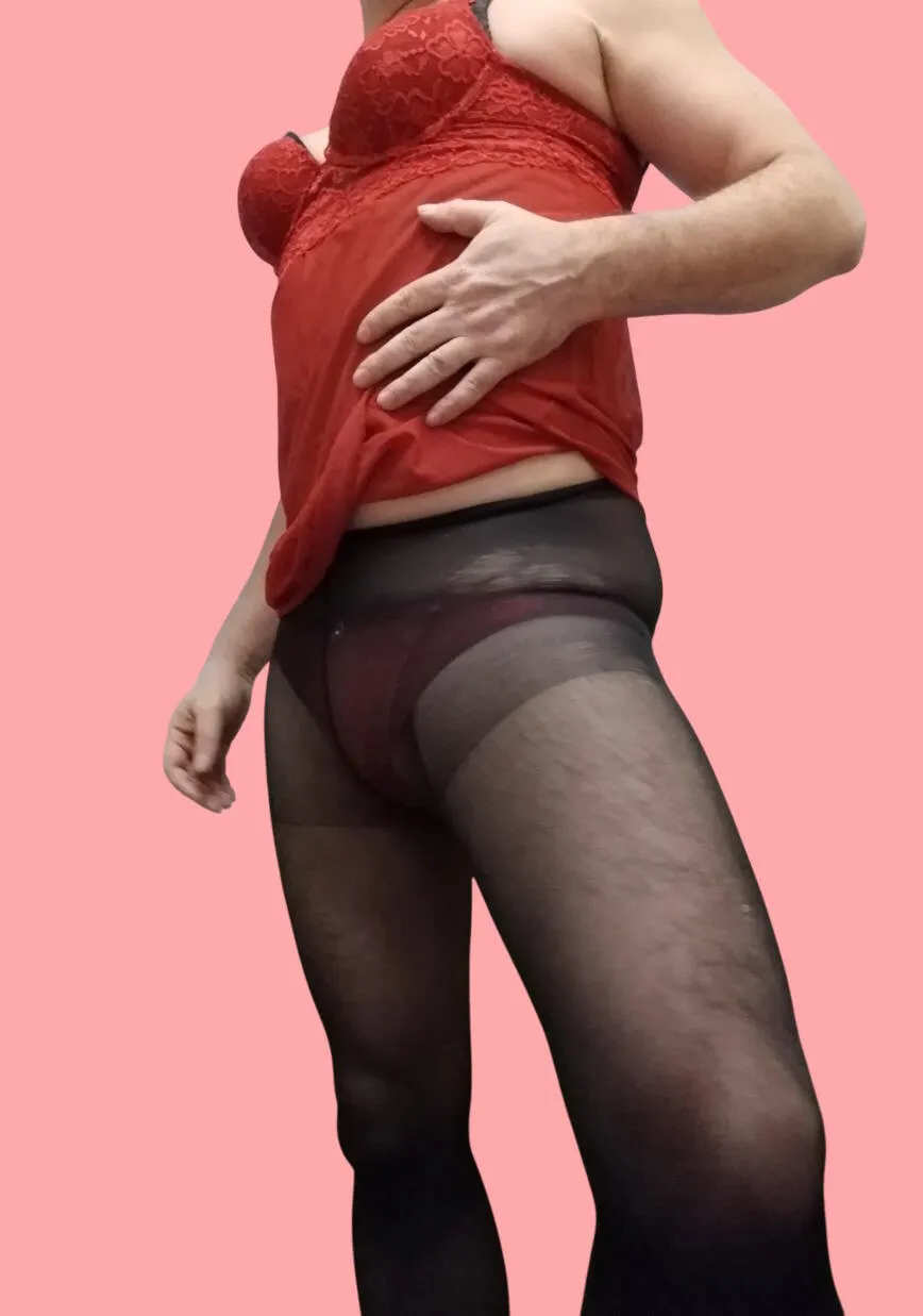  crossdresser posing in sexy lingerie and pantyhose #7