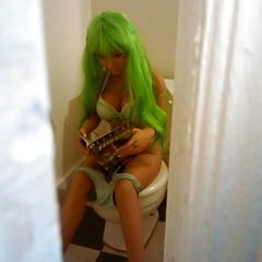 Nina on the crapper