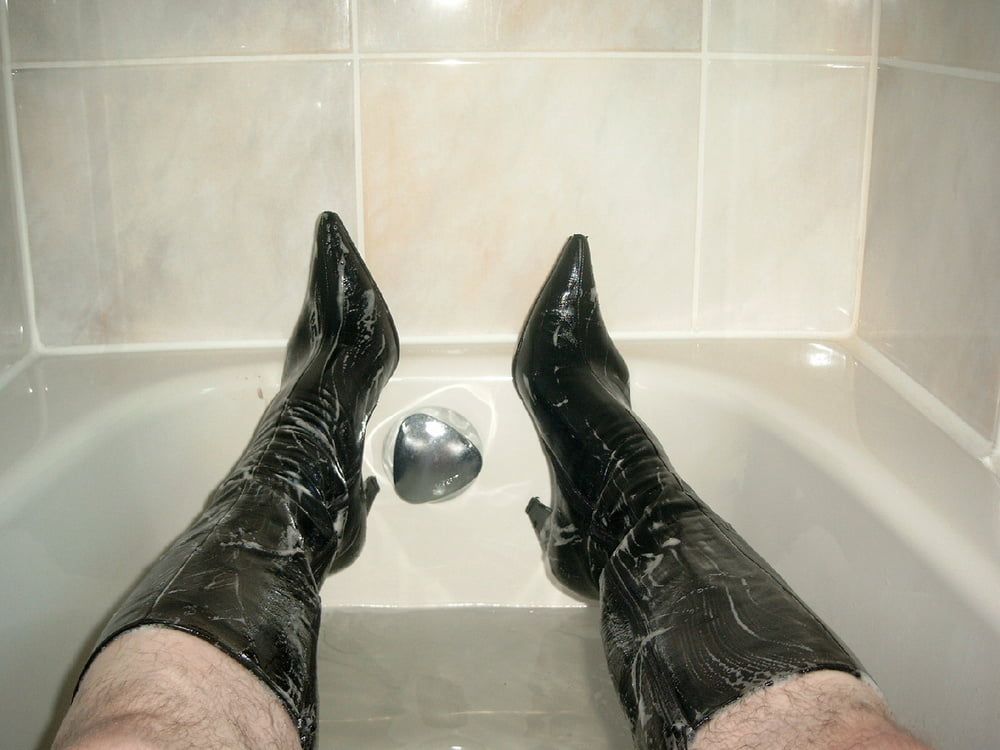 Fun with Leather Boots in the Tub #2