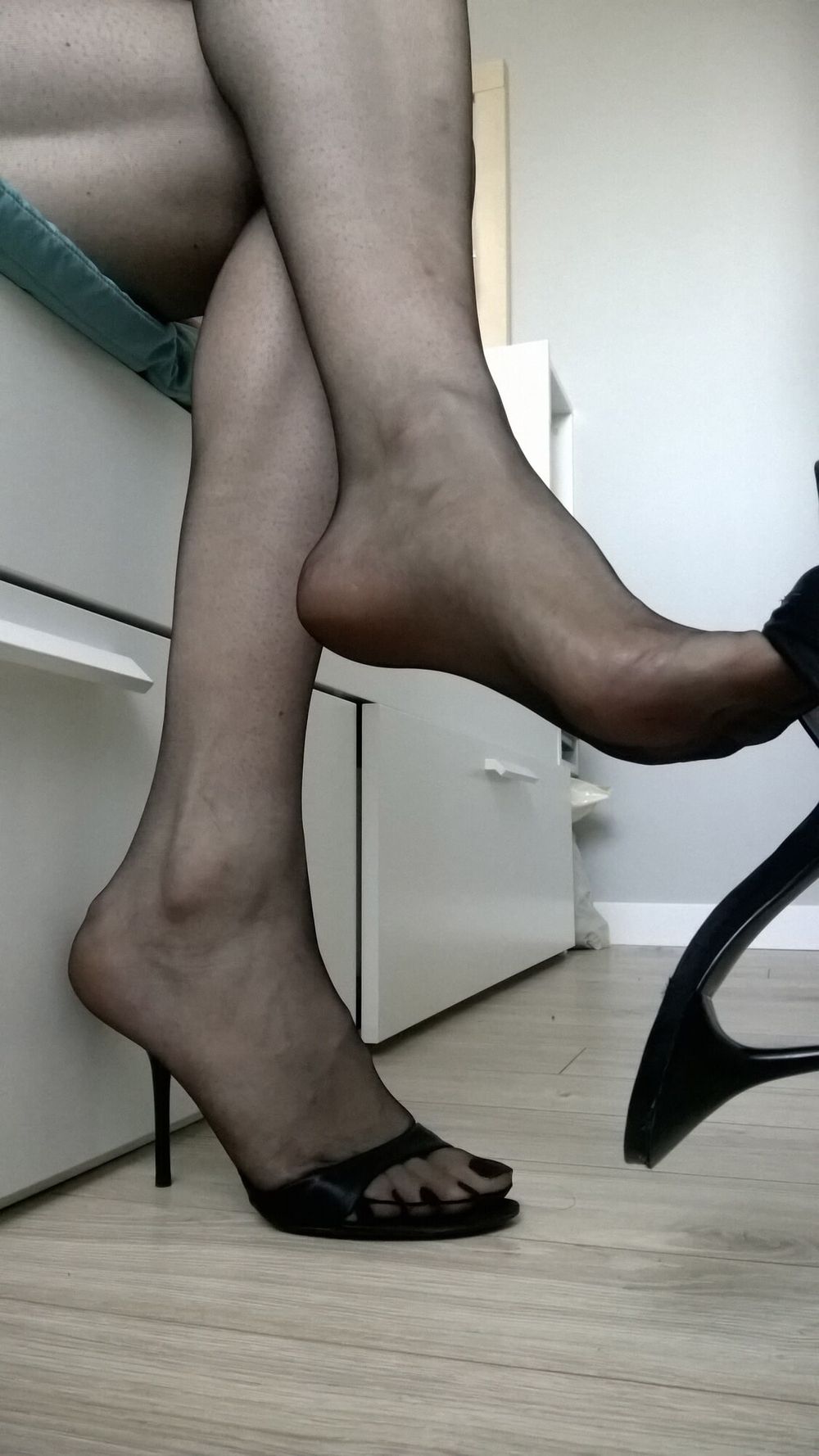 Black nylon hosiery #36