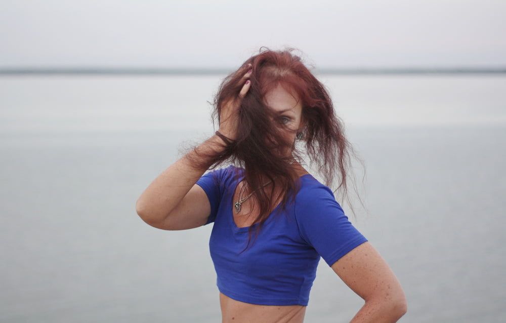 Evening potrait against the background of the river #25