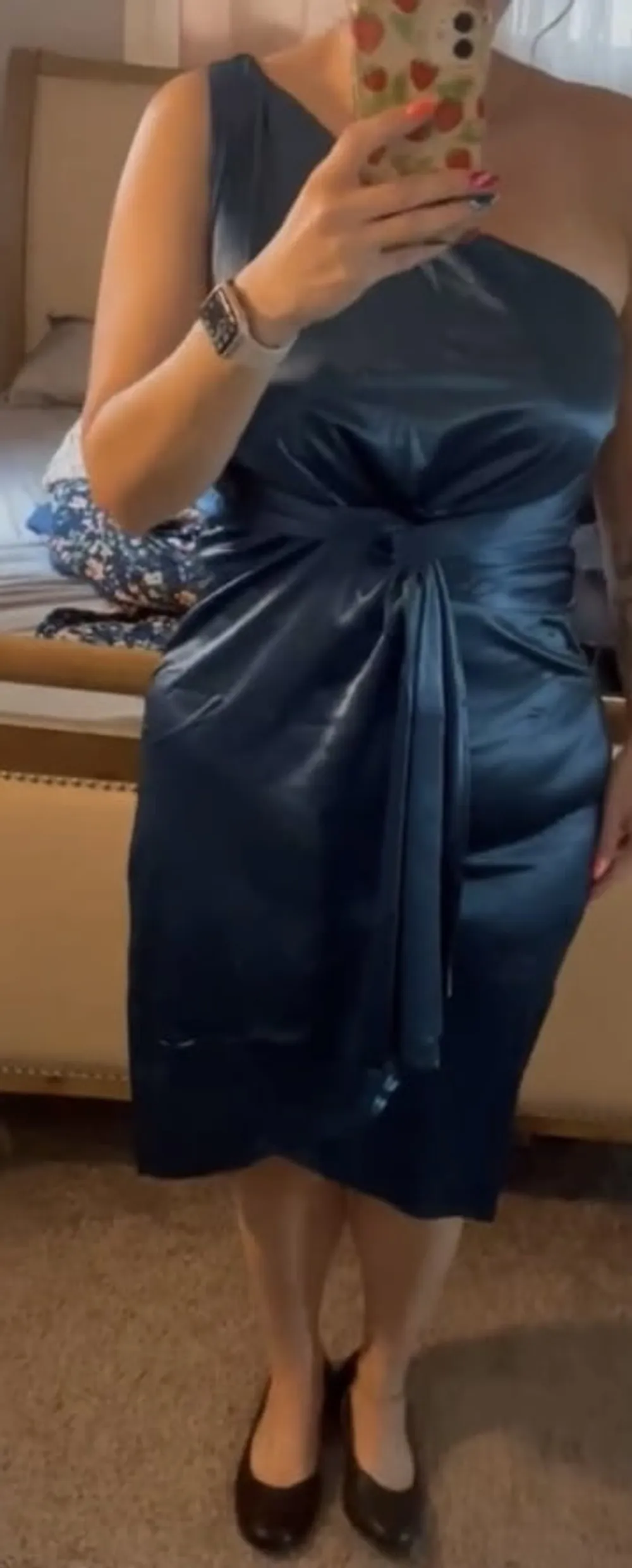 Blue satin dress  #5