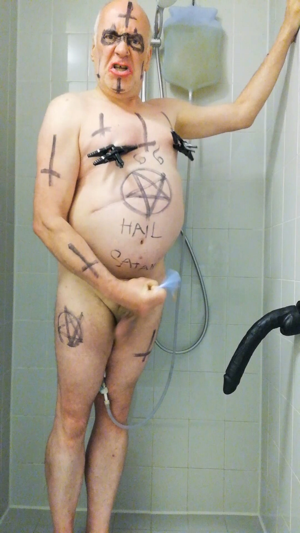Satan slave takes a delicious urine enema #7