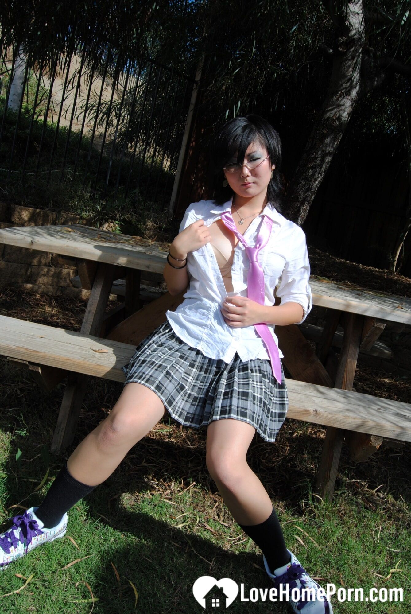 Asian schoolgirl does some hot outdoor teasing #12