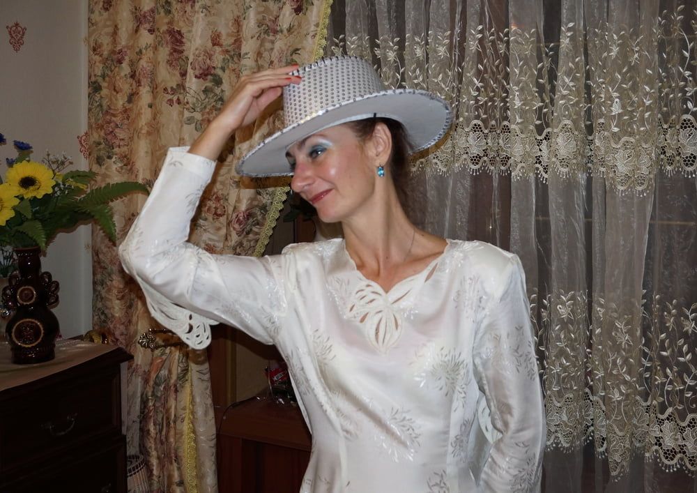 In Wedding Dress and White Hat #10