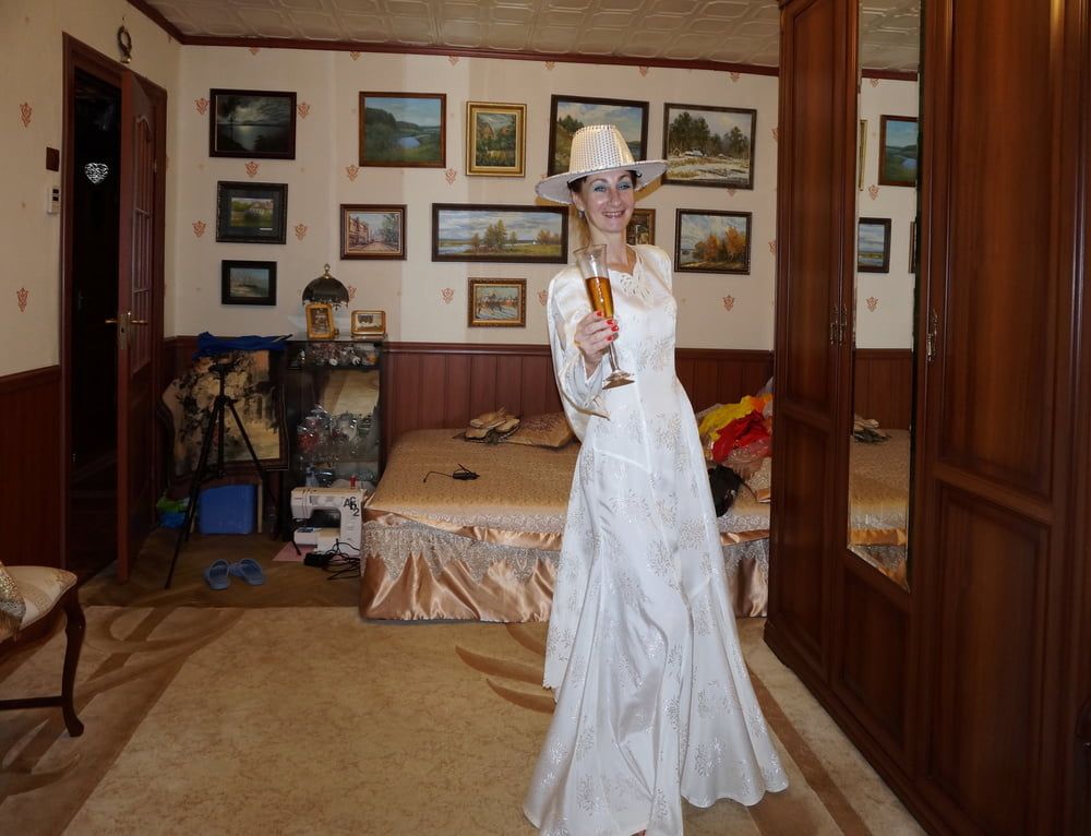 In Wedding Dress and White Hat #3