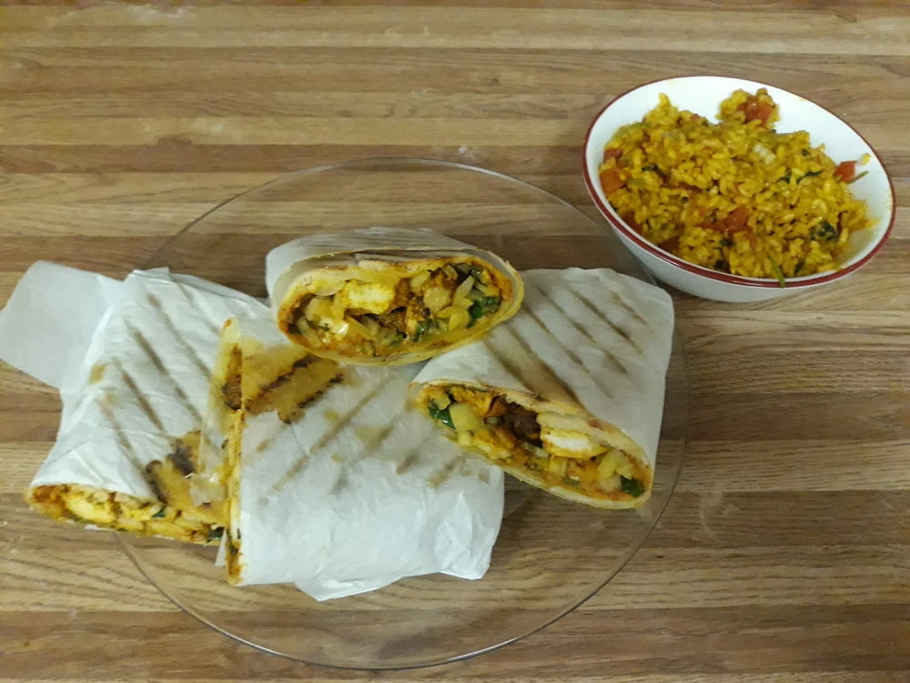 I made chicken shawarma with turmeric lemon rice