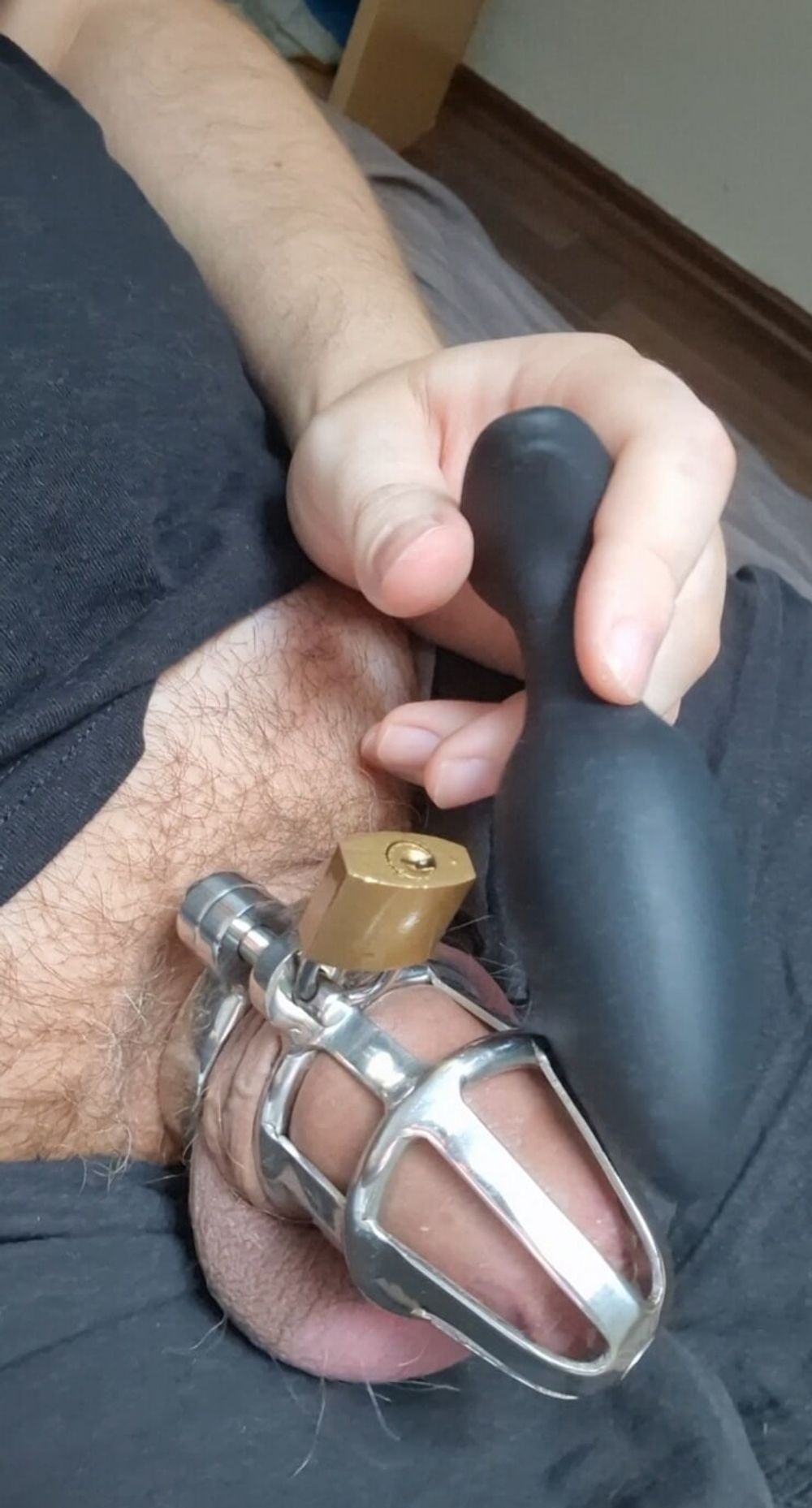 First of Locktober 23 my Locked Cock and Vibrating Anal Plug