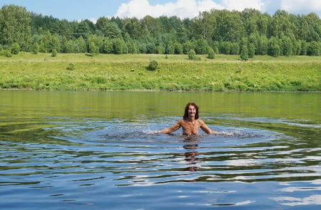 nude playing in volga river         